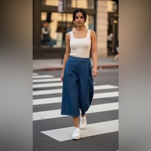 Y2K Wide Leg Denim Capris Pant